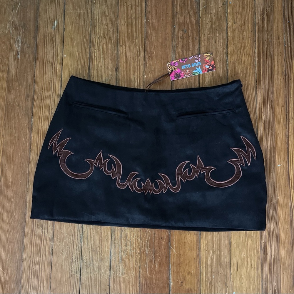 NWT Into Gaia Cosmic Feelings Suede Mini Skirt in Brown Western Cowgirl Cocoa - Picture 6 of 10